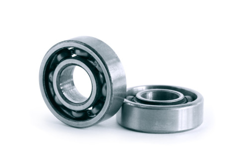 Two ball bearings on white background. Clipping path is included
